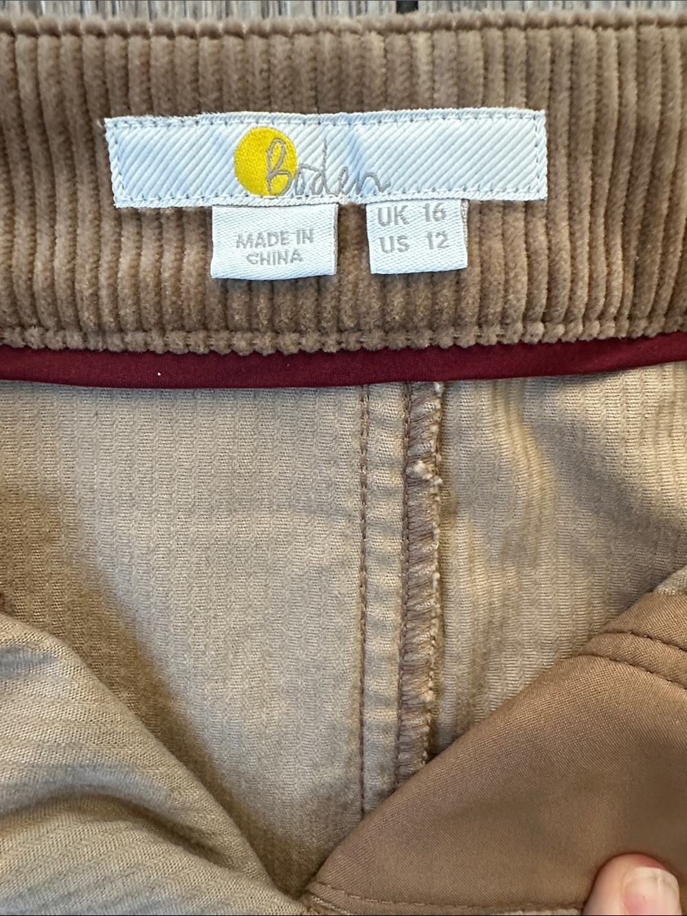 Boden Tan Loght Brown Corduroy A-Line Midi Joy Skirt size 12 Excellent - Picture 4 of 9